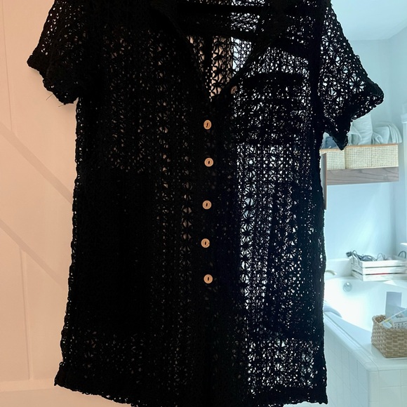 NWT Black Pool Cover Up - Palms Away - Size Small - Black - Picture 2 of 9